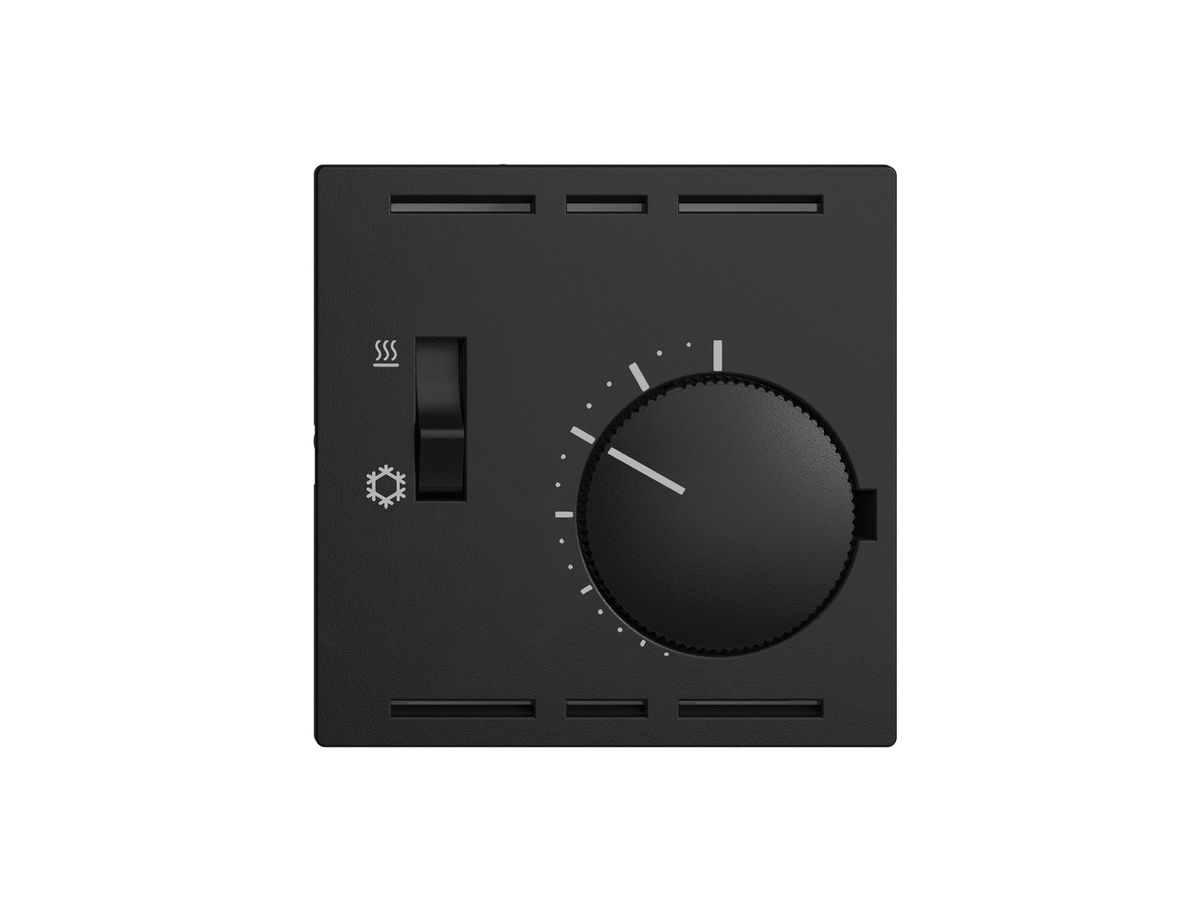 Abdeckset für Thermostat EDIZIOdue, mit Schalter Heizen/Kühlen, 60×60mm, schwarz
