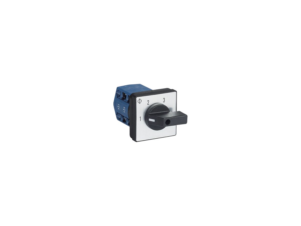 EB-Drehschalter K&N, 20A/690V -/1L, Griff sz, 48×48mm, Ø6mm, "1-2-3-4"