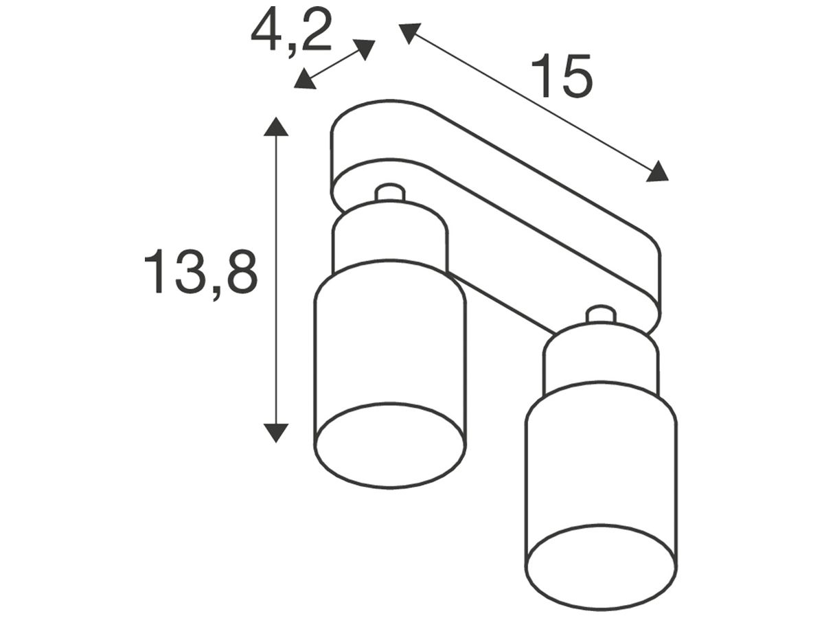 Spot SLV PURI 2.0 Tube CW GU10 2×6W DIM 150×42×138mm weiss