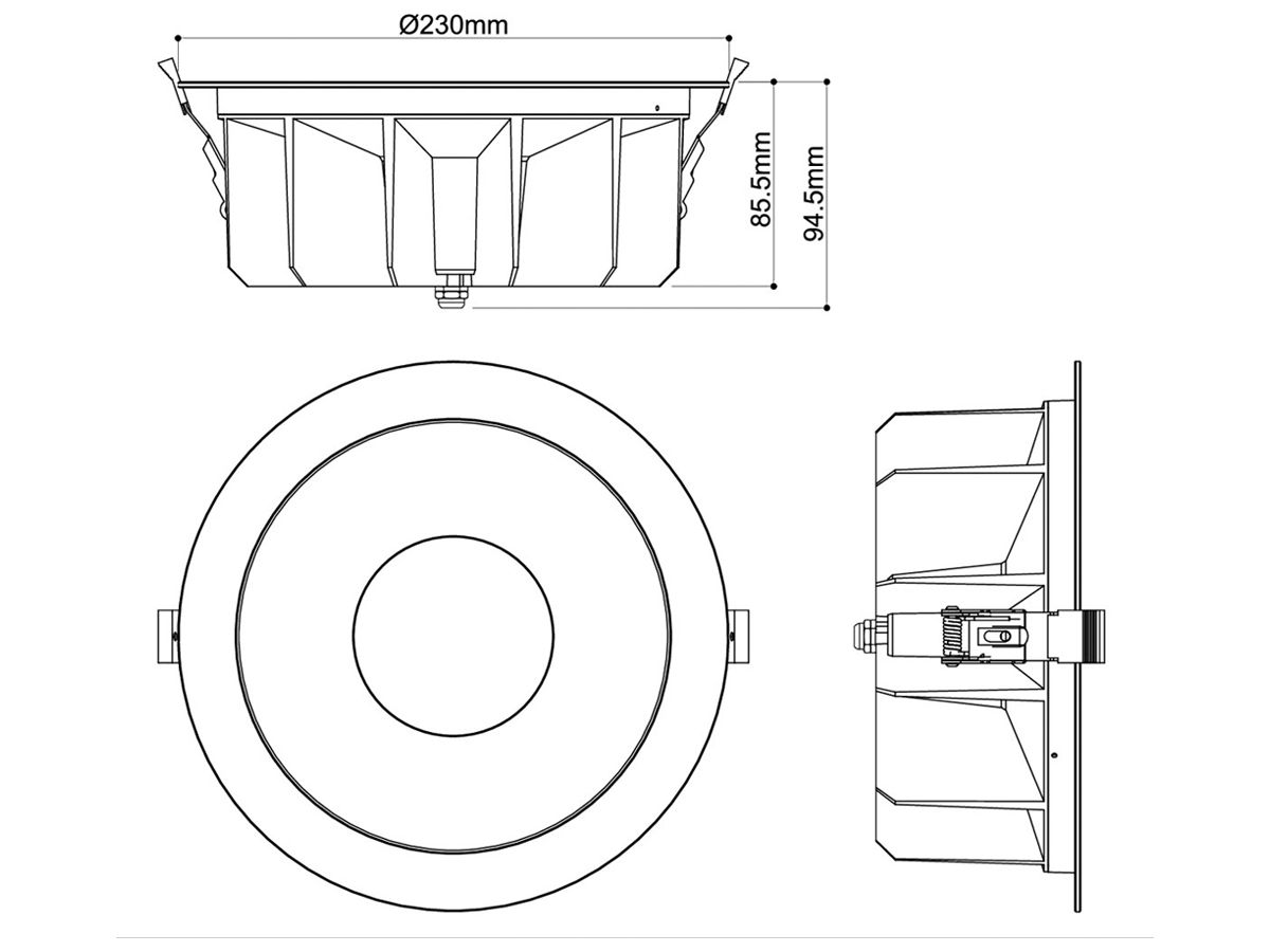 LED-Downlight SLV DOWNLIGHT P 40 22W 4030lm 4000K IP54 WB DALI Ø230×95mm weiss
