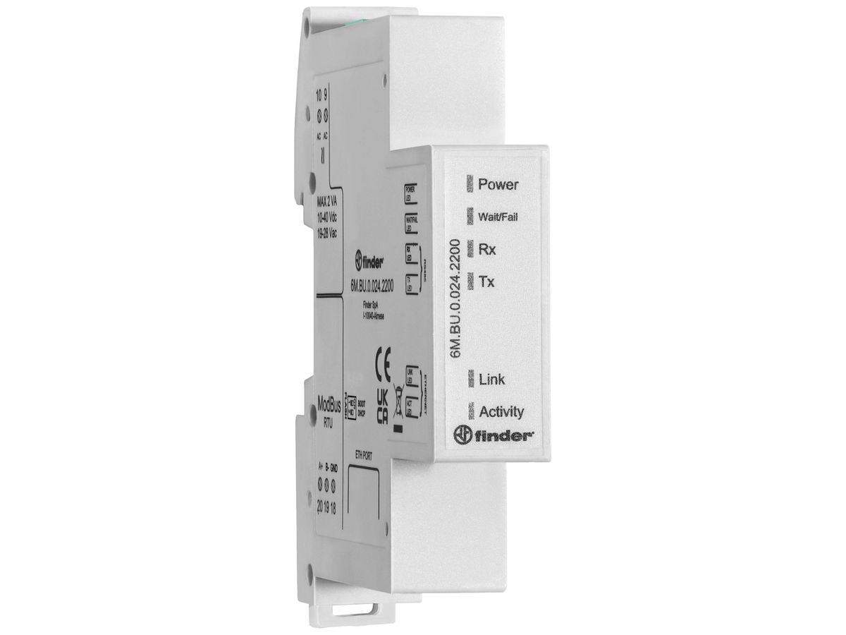 REG-Gateway FINDER 6M.BU Modbus Schnittstelle Ethernet 10…40V AC/DC IP20 1TE
