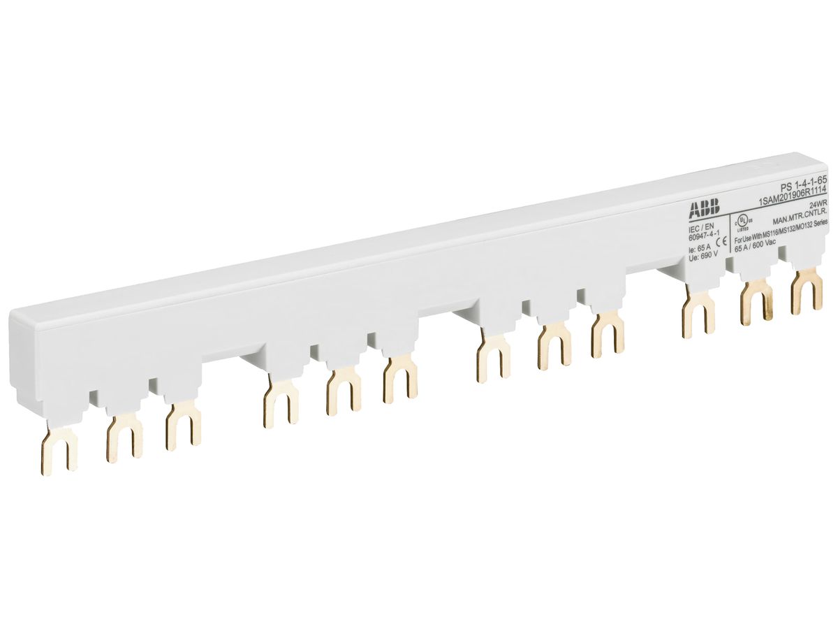 Phasenschiene ABB PS1-4-1-65, für 4×MS116/MS132+0.5TE 3L 65A 203.5mm Schraub
