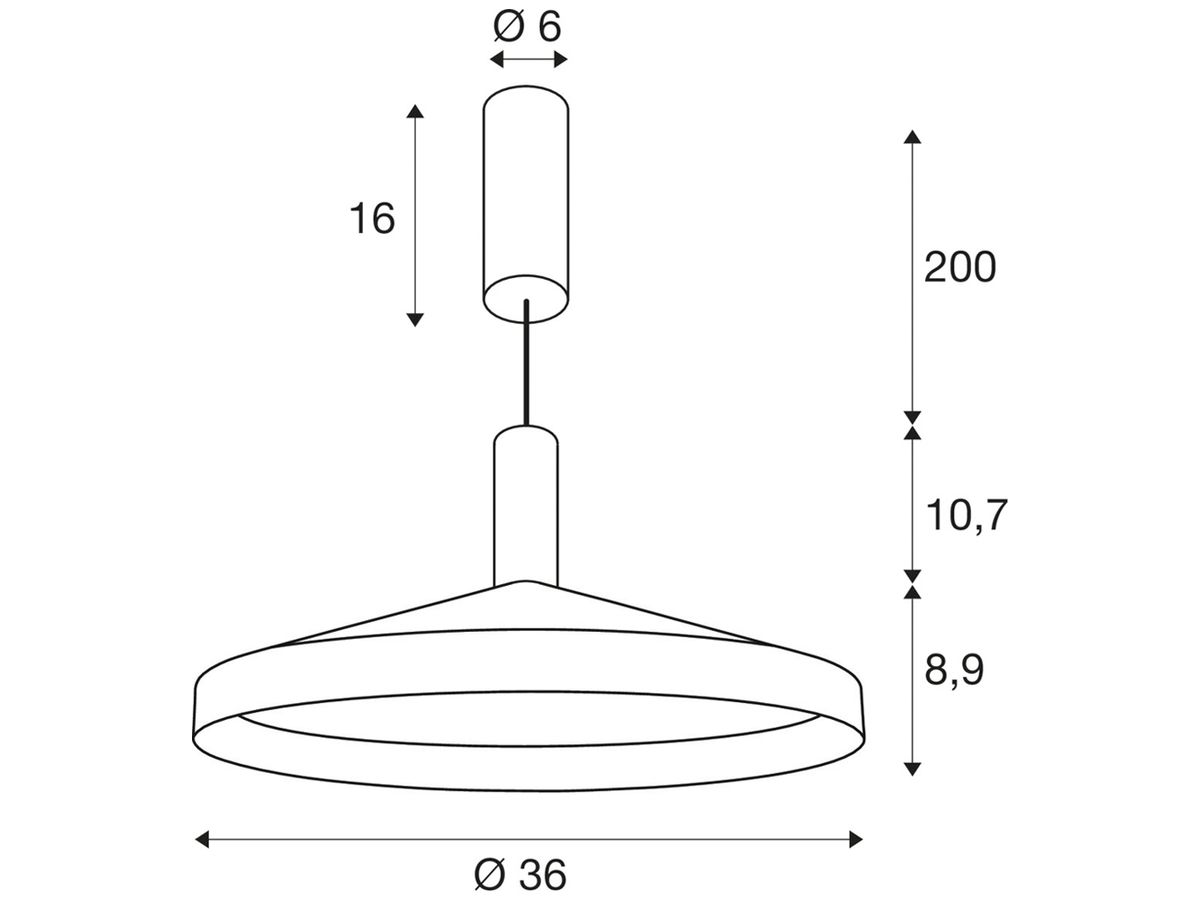 LED-Pendelleuchte SLV LALU TETRA 10W 700lm 2700…3000K DIM Ø360×190mm schwarz