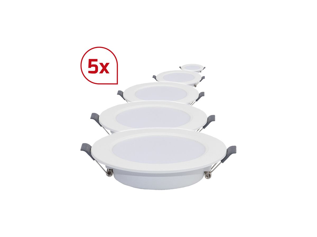 LED-Downlight DOTLUX CIRCLEflat 6W 390lm 4000K weiss 5er Set