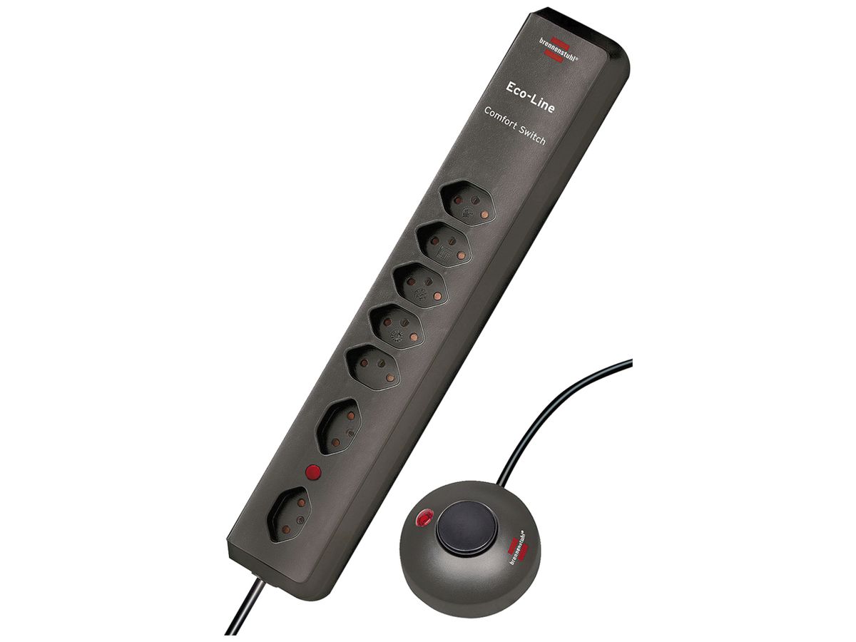 Steckdosenleiste Eco-Line Fusschalter 4+2 90°×T13 2m H05VV-F 3×1.5mm² an