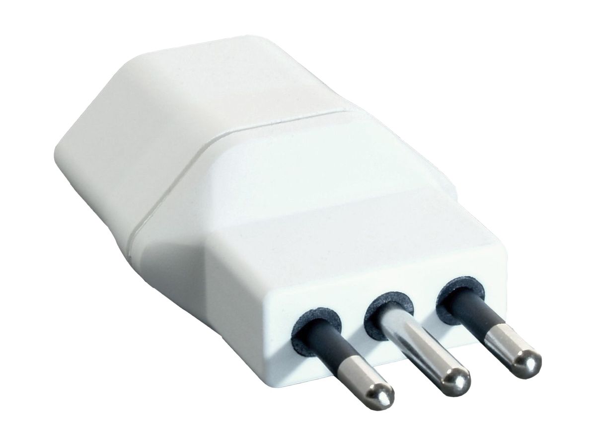 Übergangsstecker Italien/T12 weiss 2L+PE 10A 250V