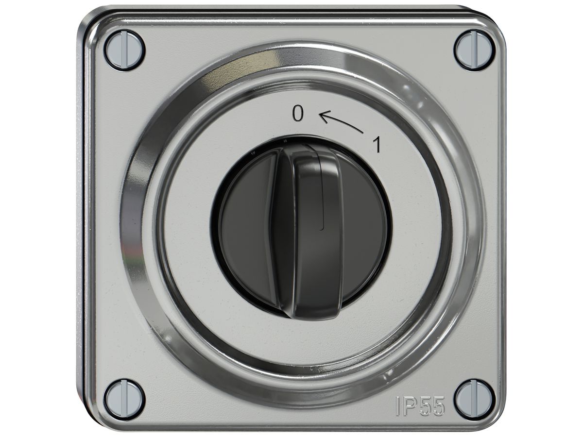 UP-Schwenktaster ELEMENT SNAPFIX® 1P 1S 16A 400V 0<-1 87×87×56mm aluminium