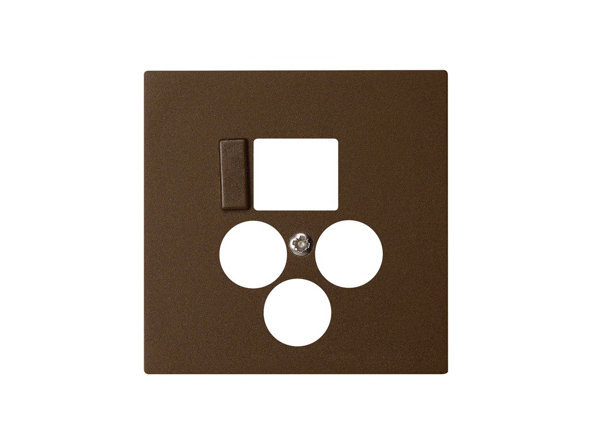 Frontplatte 3×Koax+1×RJ45 kallysto Multimedia R&M braun