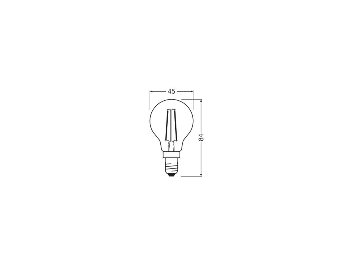 LED-Lampe LEDVANCE CLASSIC P E14 1.8W 250lm 827 klar Ø45×84mm