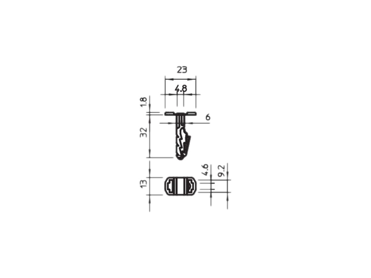 Steckdübel für Kabelbinder Bettermann 6×30mm grau