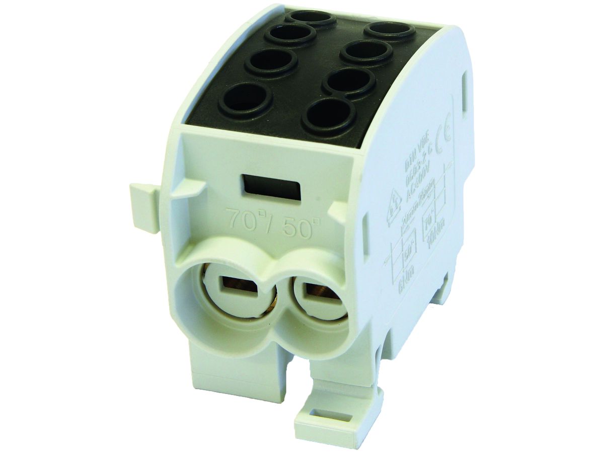 Verteilerblock Typ C 2×70/2×50mm² 160A Alu-CU schwarz