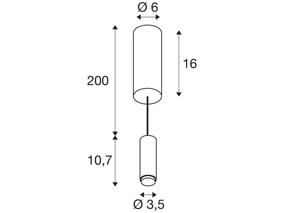 LED-Pendelleuchte SLV LALU 10W 700lm 2700…3000K DIM Ø34.5×107mm schwarz