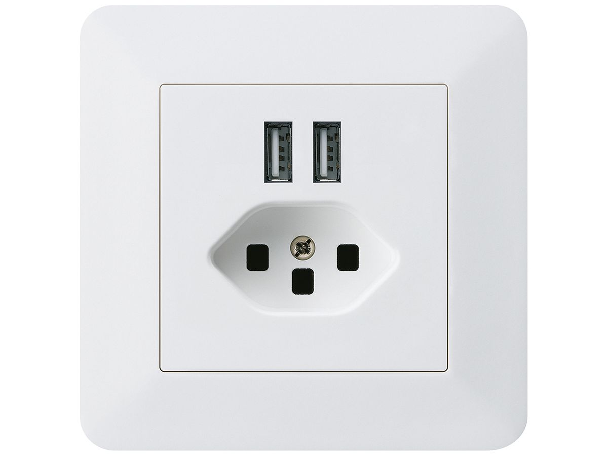 UP-Steckdose 2×USB & T23 kallysto.trend 2400mA weiss