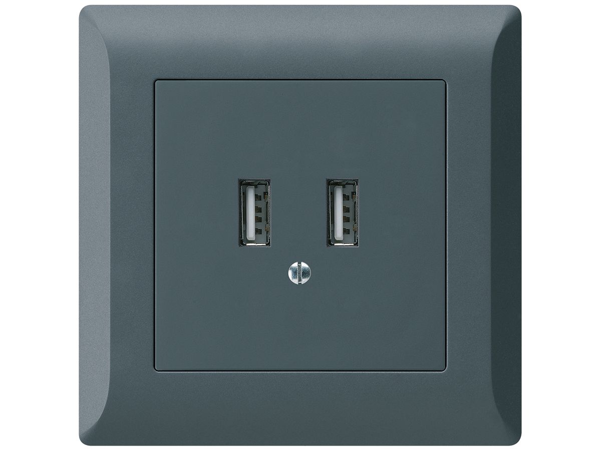 UP-USB-Ladesteckdose Hager kallysto.line 240V 2400mA anthrazit