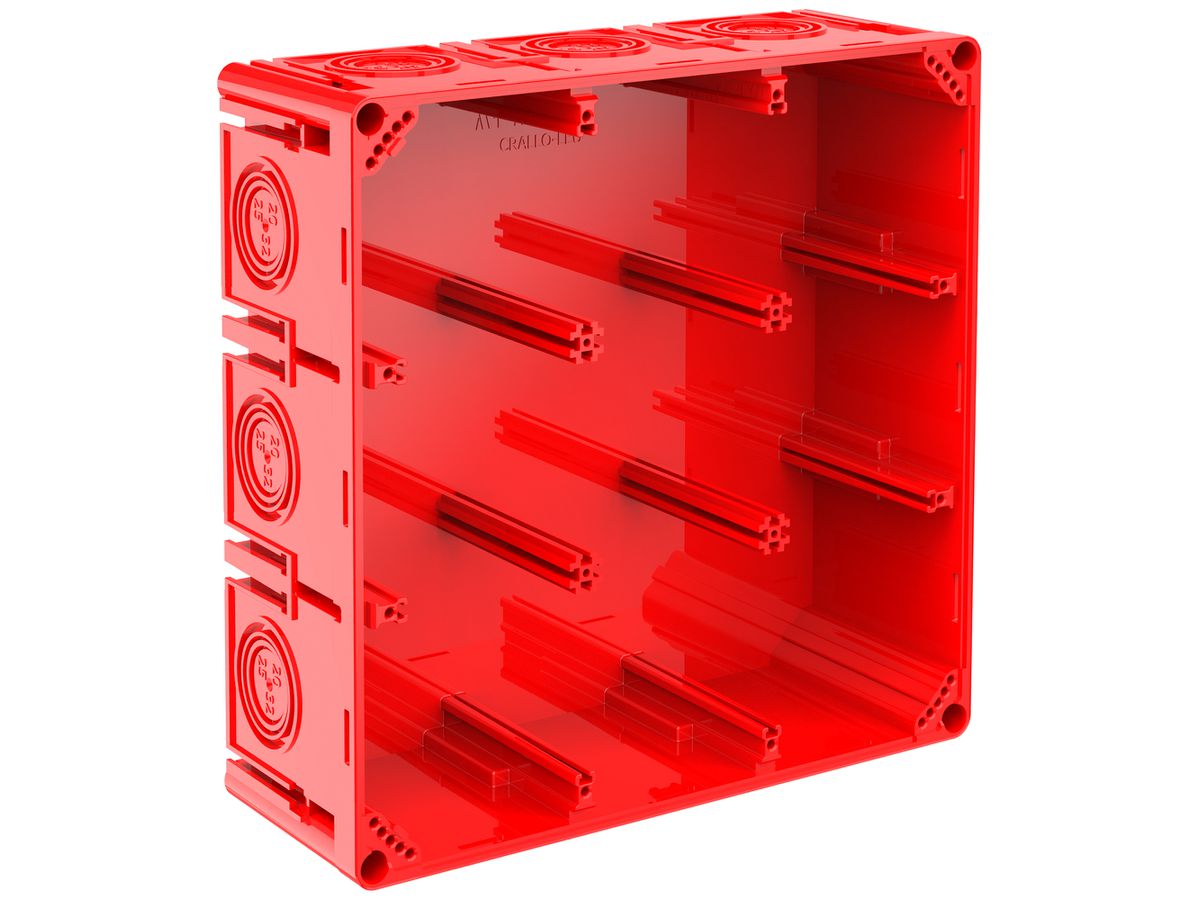 Einlasskasten CRALLO-LEU 198×198×73mm 3×3 Halogenfrei rot