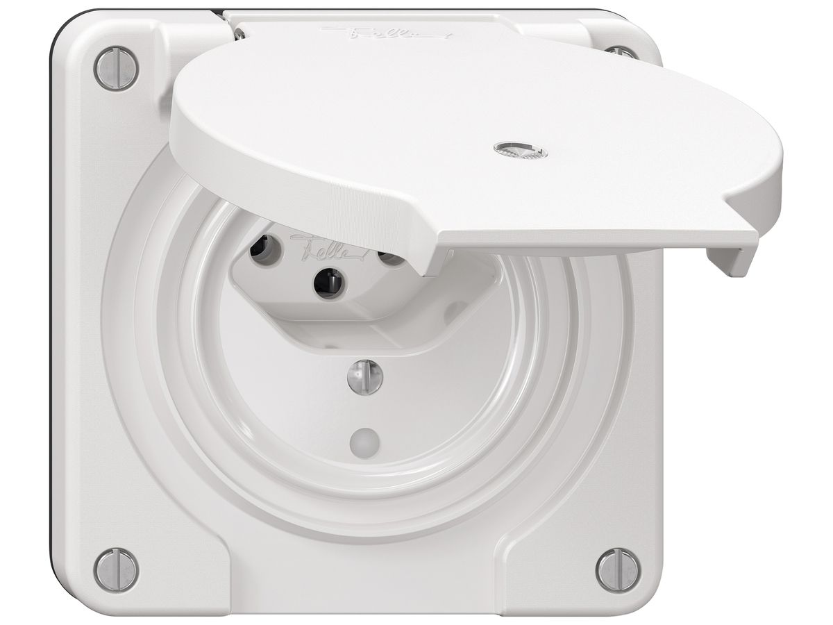 Steckdose NEVO SNAPFIX® 1×T13 10A 250V beleuchtet 87×87×32mm IP21 ws