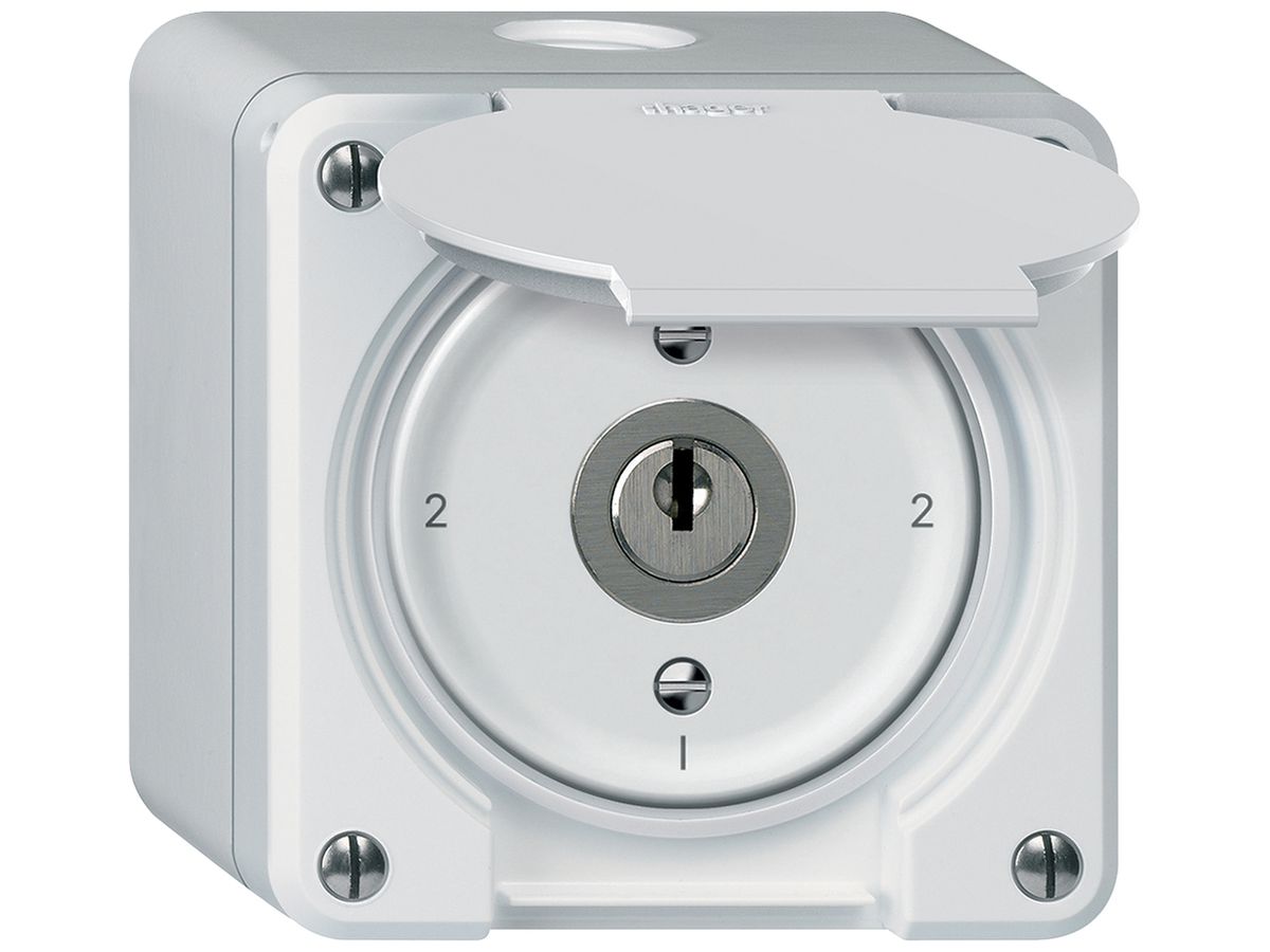 AP-Schlüsselschalter robusto Wechselschalter 16A 250V 86×86mm weiss
