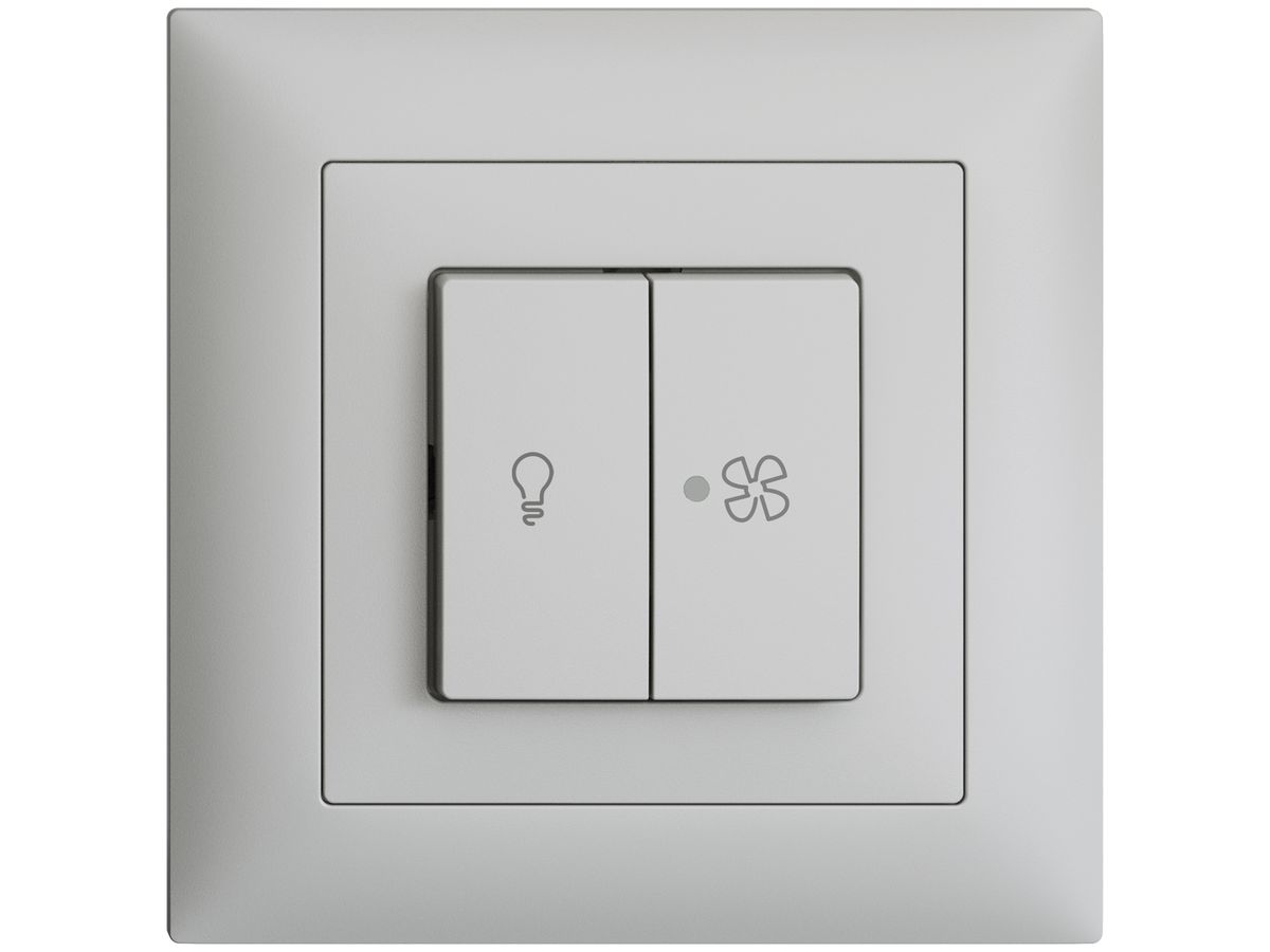 UP-Schalter für Licht und Ventilat EDIZIOdue hellgrau, KS, LED gelb