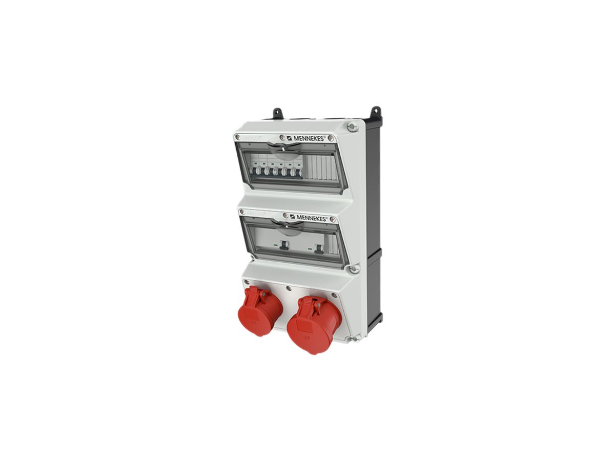 Wand-Stromverteiler Mennekes AMAXX IP44 1×CEE 16A, 1×CEE 32A, grau/schwarz