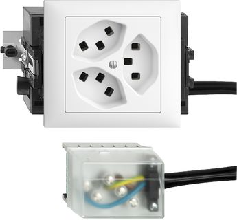 Steckdosen 3×Typ 23 mit Flachkabelanschluss