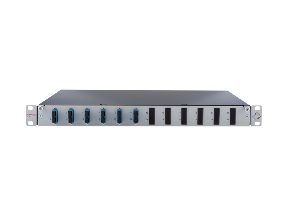 Spleissbox 19" Dätwyler 1HE 6×SCD/PC 12×FP 2m, blau