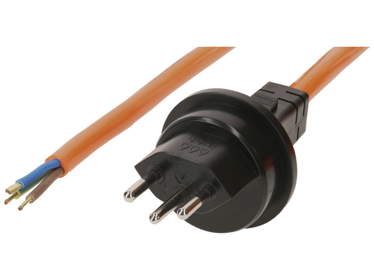 Anschlusskabel MH 3×1.5mm² 10m PUR Stecker T13 angespritzt orange