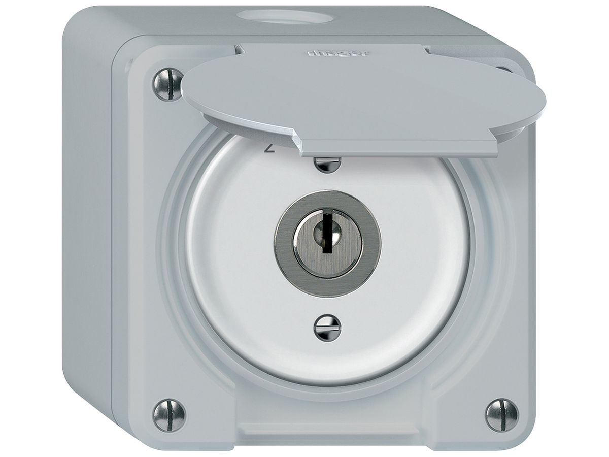 AP-Schlüsselschwenktaster robusto 1P 2NO 2CO 20A 250V 86×86mm grau