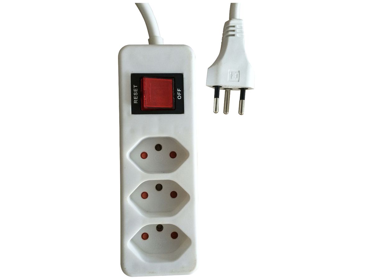Mehrfachsteckdose mit Schalter ELBROLINE 3×T13 1.5m weiss