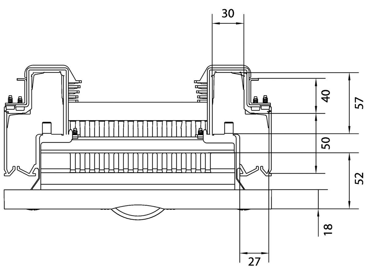 Baustein Hager univers N 300×250mm für REG waagrecht 2×10 PLE Verdrahtungskanal