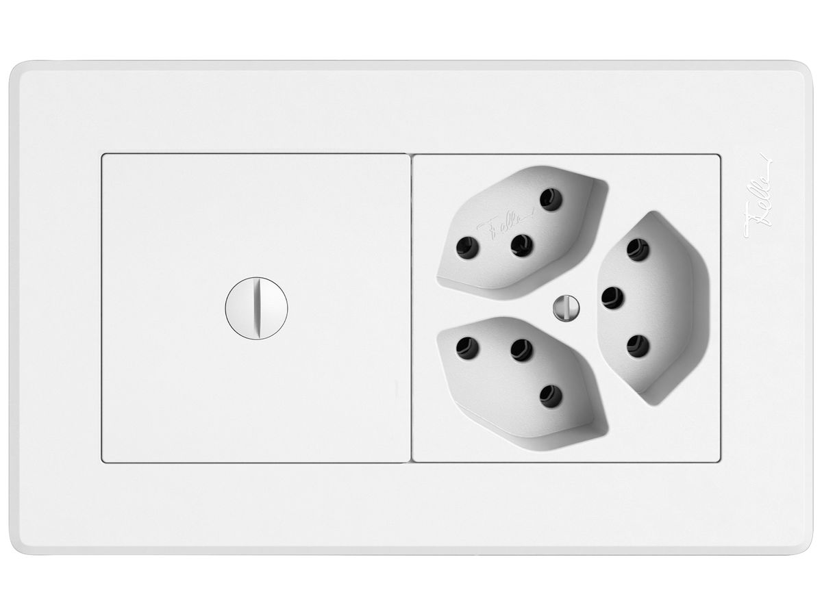 UP-Kombination EDIZIO.liv SNAPFIX® 1×2 96×156mm blind+3×T13 weiss
