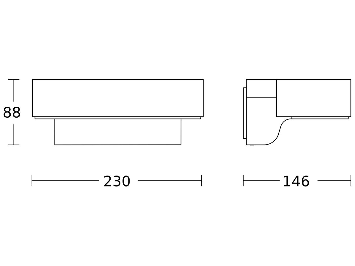 LED-Wandleuchte Steinel L 800 SC SEN 7.5W 428lm 1800K IP44 DIM 146×230×88mm an