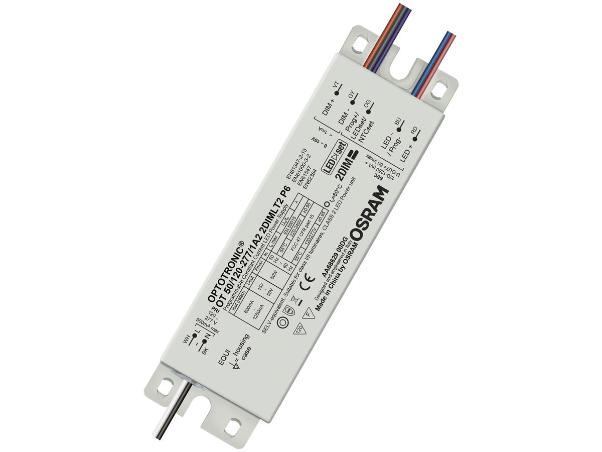 LED-Konverter OT 50/120…277/1A2 2DIMLT2 P 50W 600…1250mA 168×50×30mm IP64
