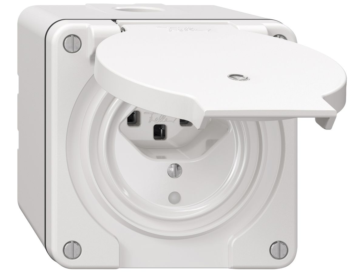 AP-Steckdose NEVO SNAPFIX® 1×T23 16A 250V beleuchtet 87×87×70mm IP21 ws