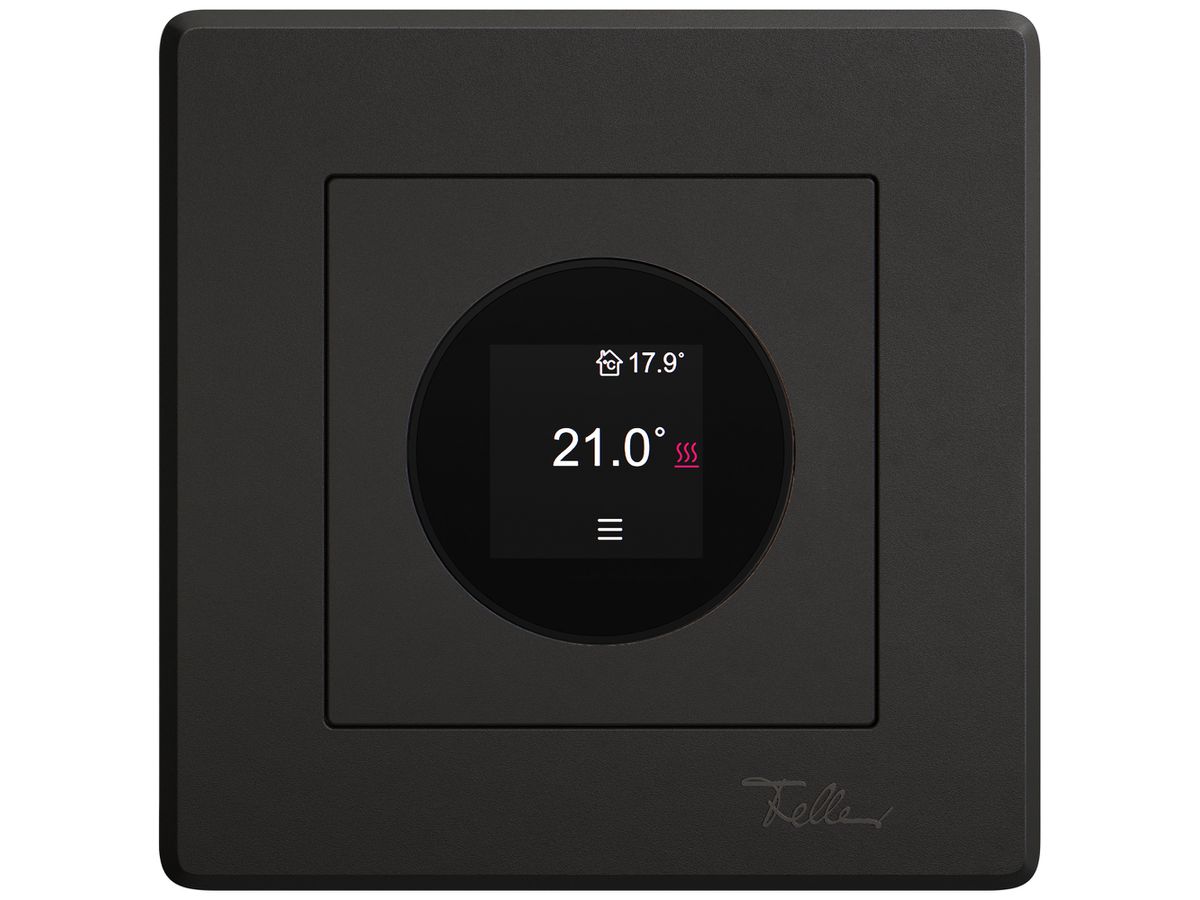 UP-Raumthermostat EDIZIO.liv SNAPFIX® 230VAC 4…30°C 96×96mm schwarz