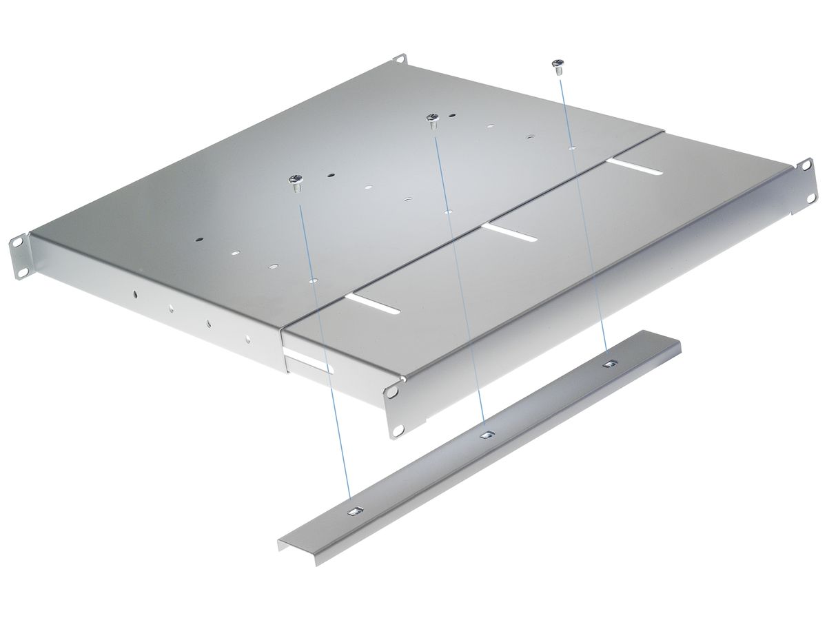 Geräteboden R&Mfreenet variabel 19"×427…755mm 2HE 30kg grau