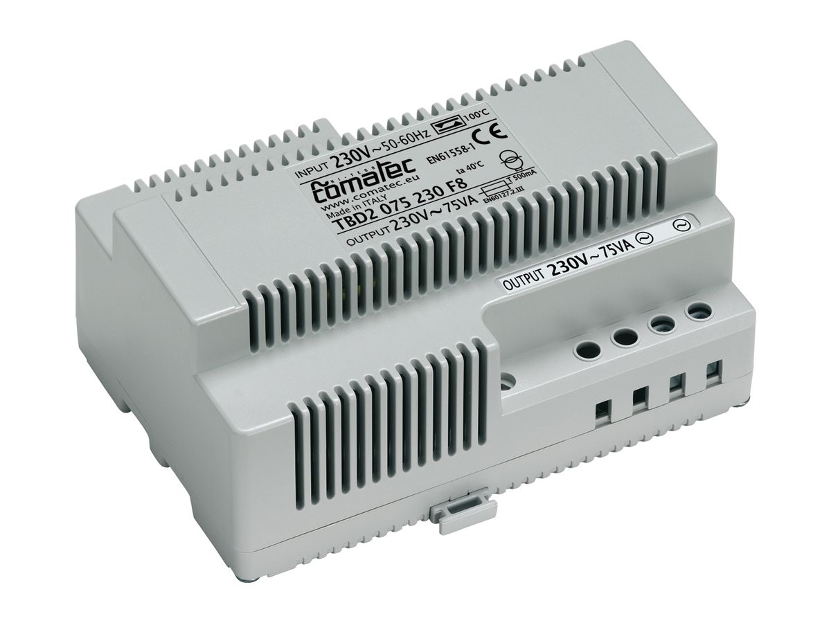 REG-Trenntransformator Comatec TBD2, IN: 230VAC, OUT: 230VAC/75VA, 8TE