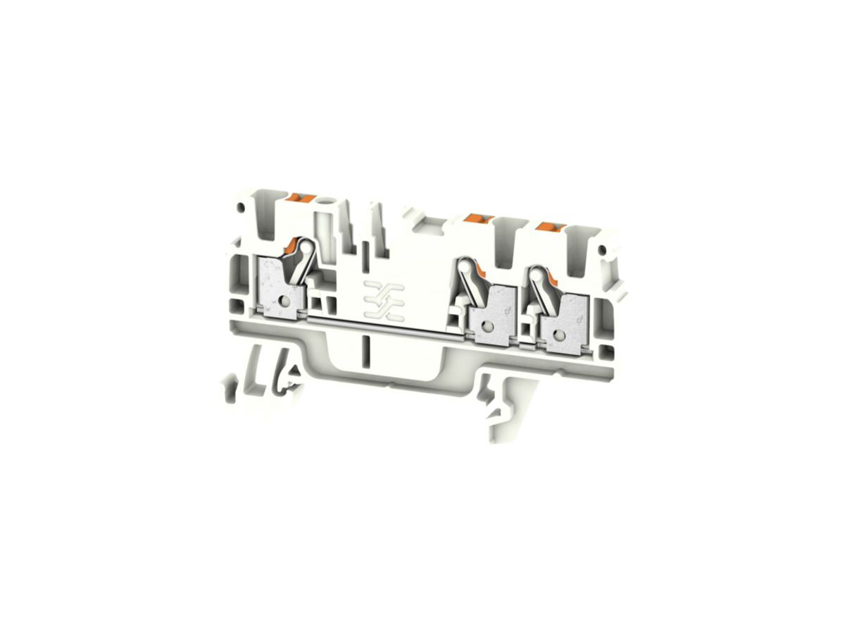 Durchgangs-Reihenklemme Weidmüller A3C PUSH IN 2.5mm² 3 Anschlüsse TS35 weiss
