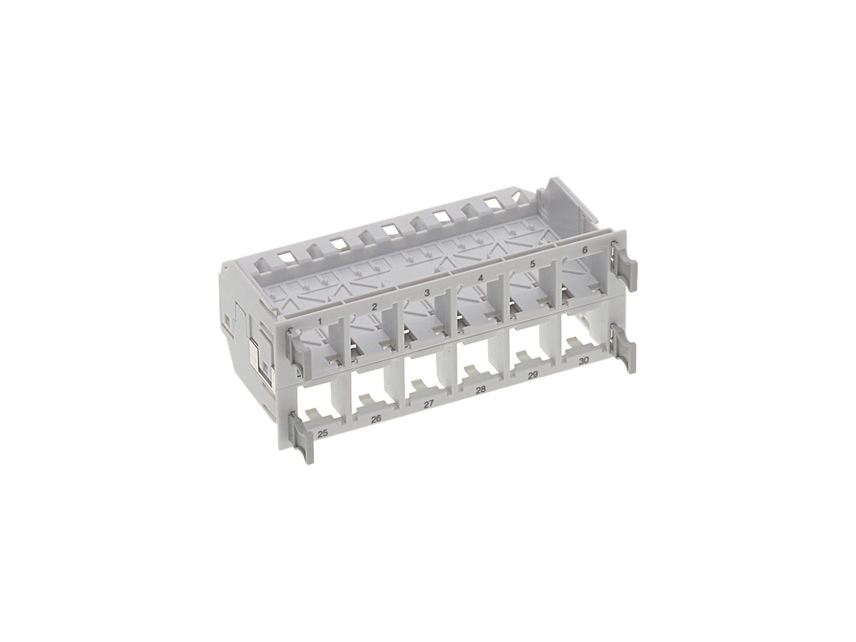 Anschlussmodulträger HD lichtgrau für 4×12 Module, geschirmt
