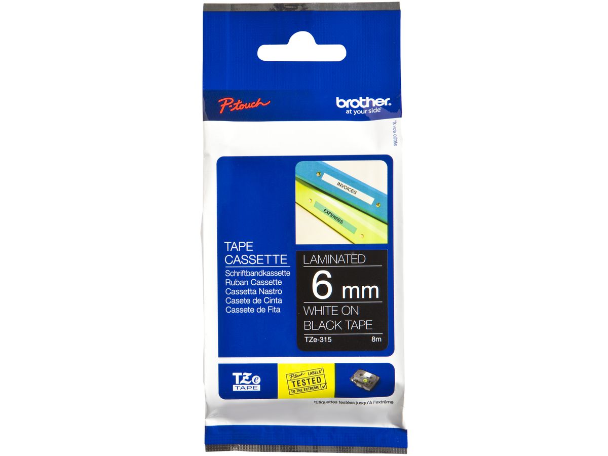 Schriftbandkassette Brother TZe-315 6mm×8m, schwarz/weiss