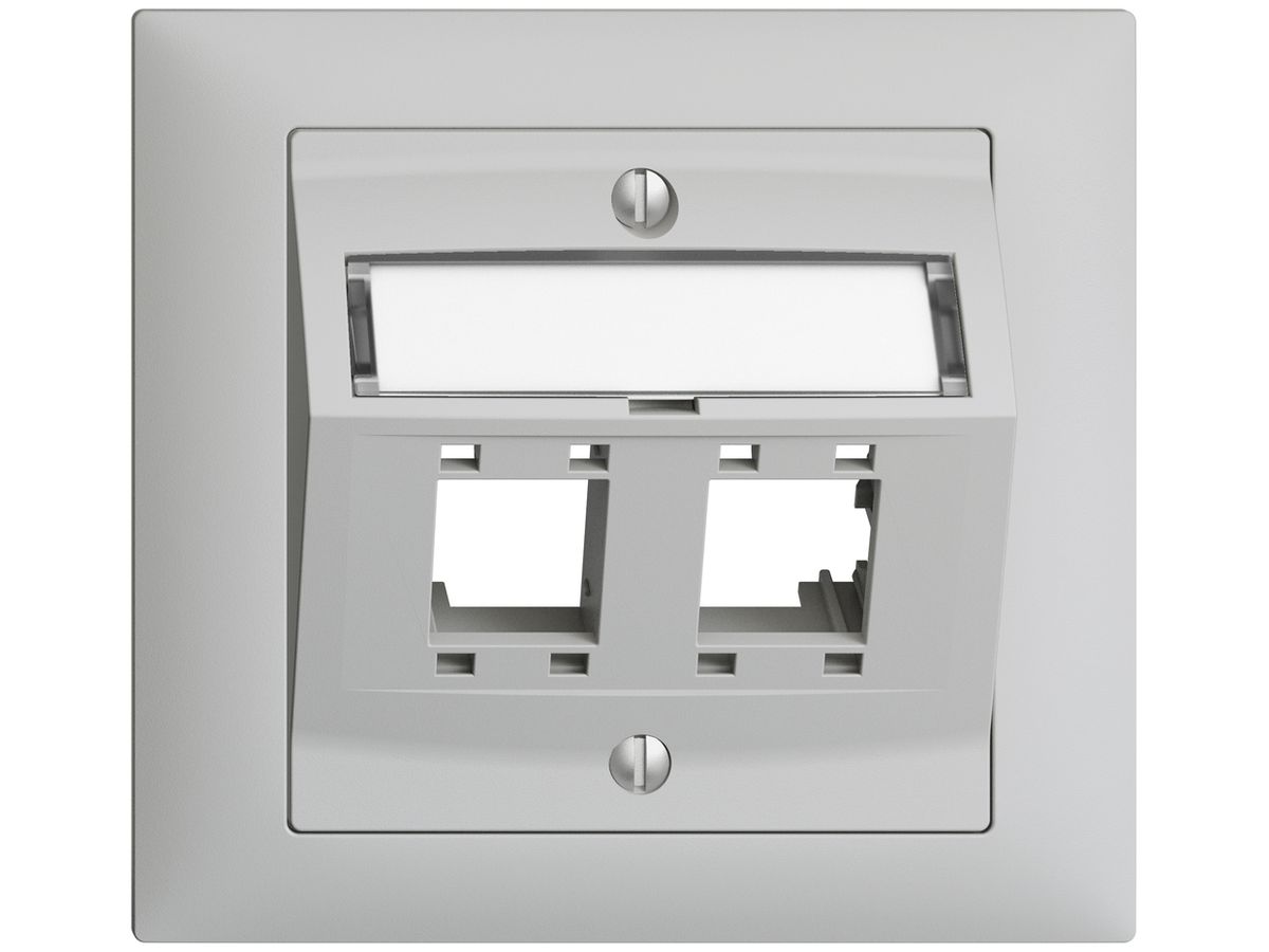 EB-Montageset EDIZIOdue FKE, mit Schrägauslasshaube, für 2×RJ45, hellgrau