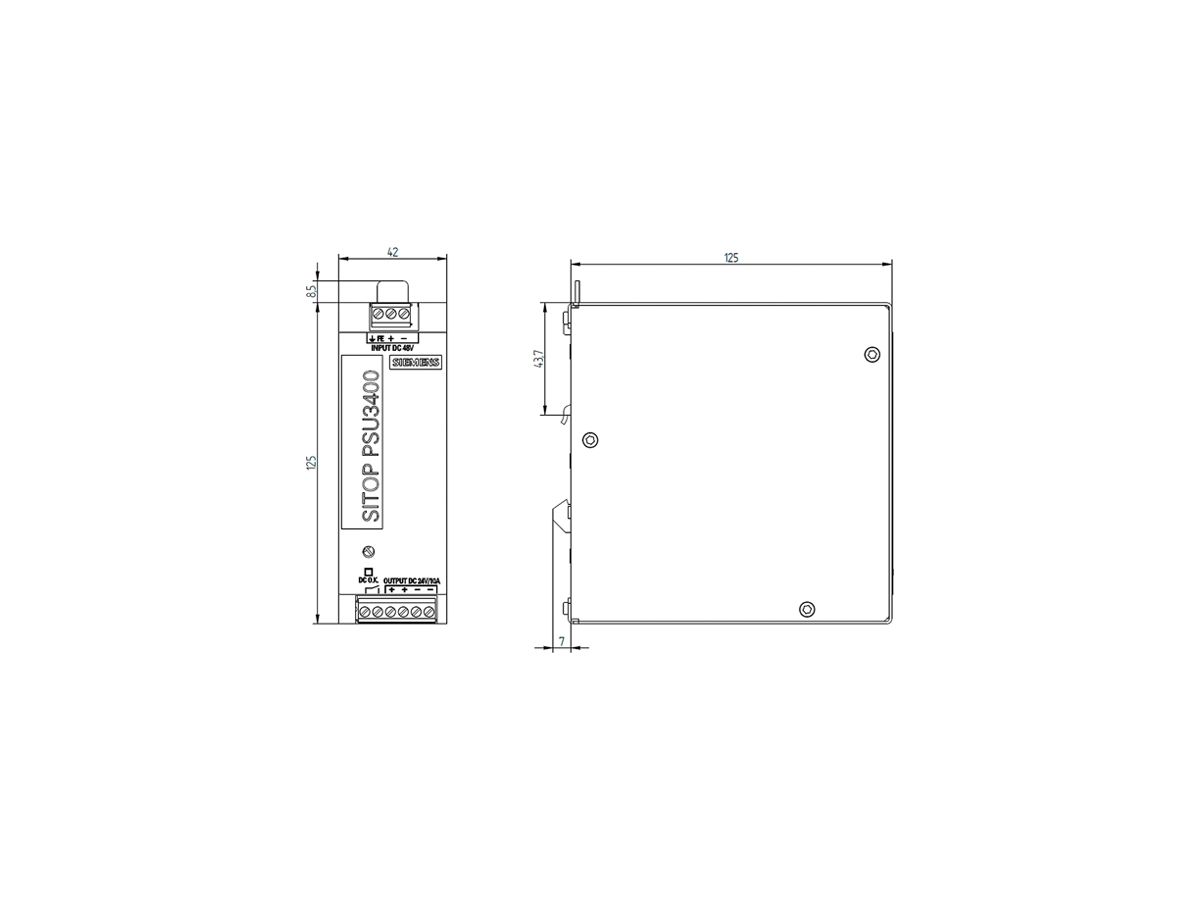 Stromversorgung Siemens SITOP, IN: 48VDC, OUT: 24VDC/10A