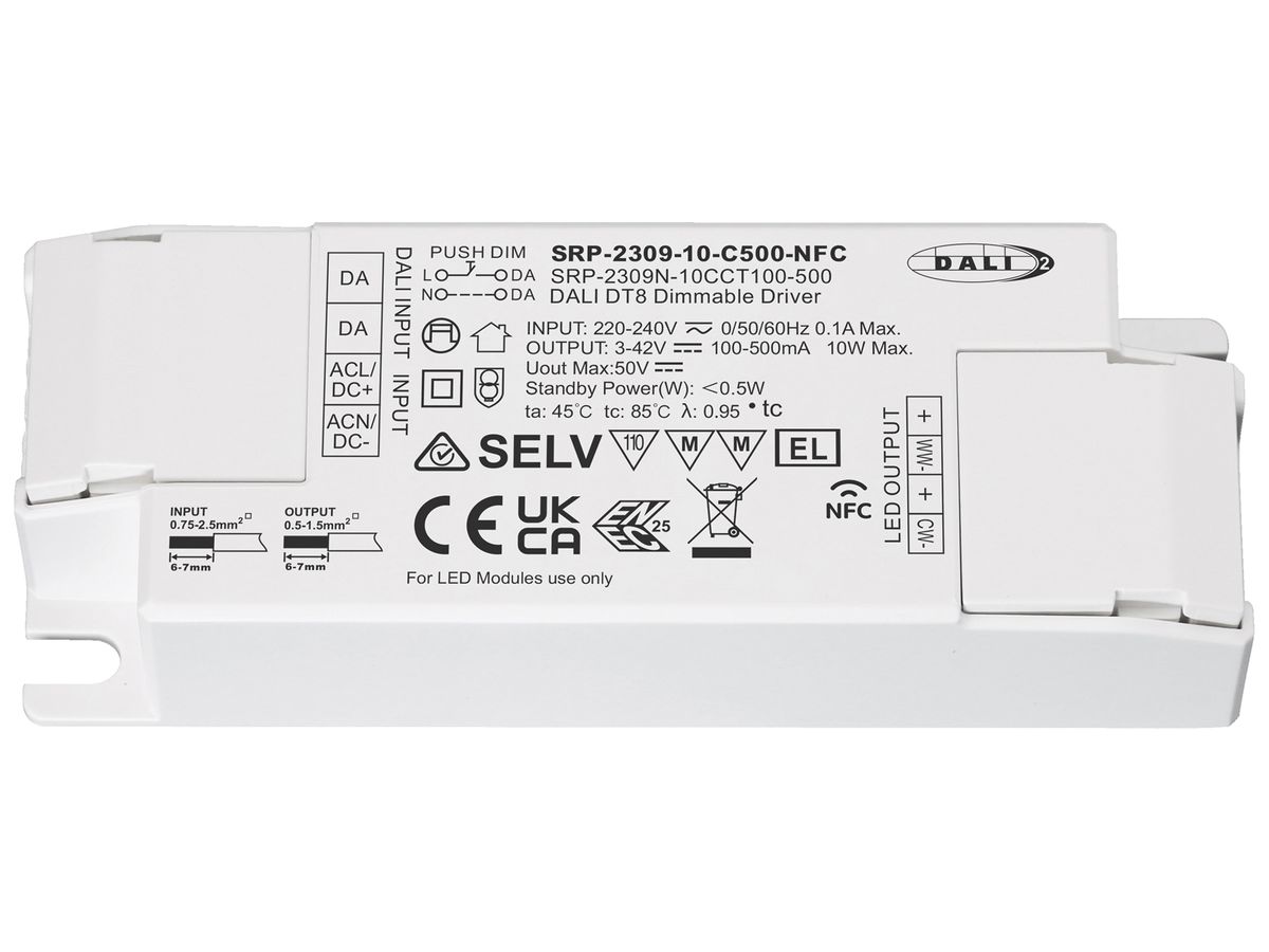 LED-Betriebsgerät SUNRICHER SRP-2309N 0.3…10W 3…42V 100…500mA DALI DIM