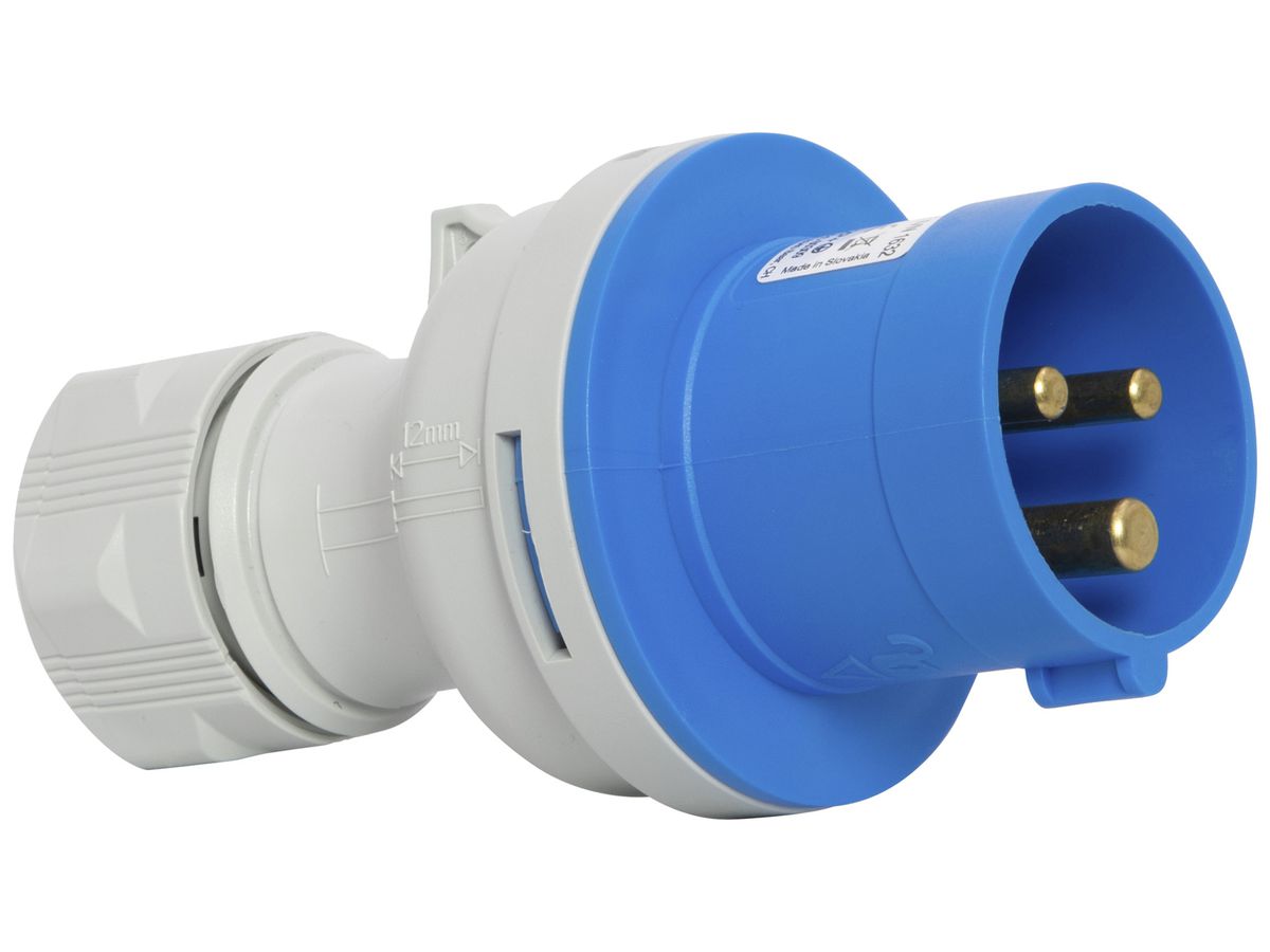 Stecker Brennenstuhl CEE 16A 2L+PE 230V 6h blau Ø65×131mm IP44