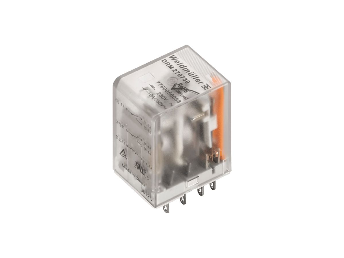 Relais WM DRM270024LD 2CO AgNi(+Au) 21.6…31.2VDC 10A/250VAC