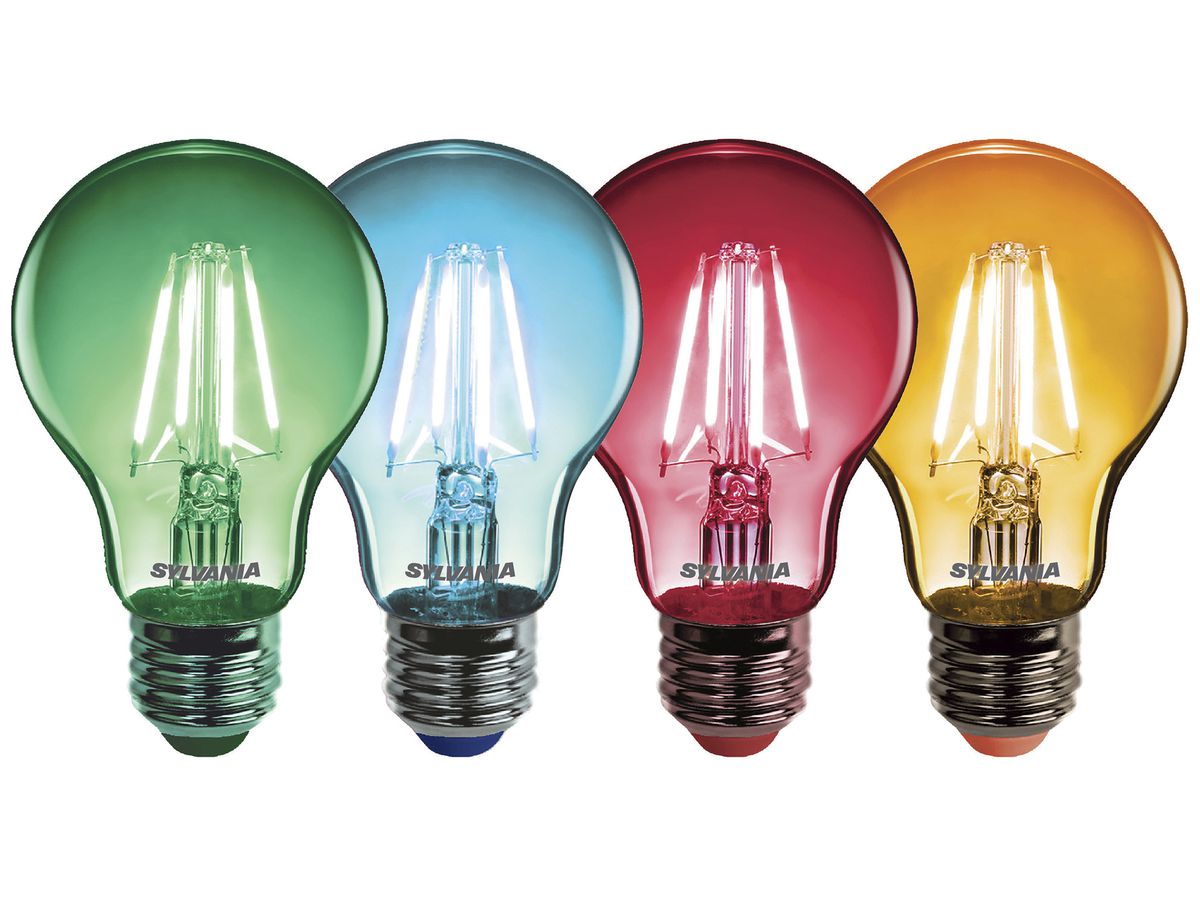 LED-Lampen-Set Sylvania ToLEDo Retro Chroma A60 E27 4.1W 4 Stk (gn/bl/rt/or)