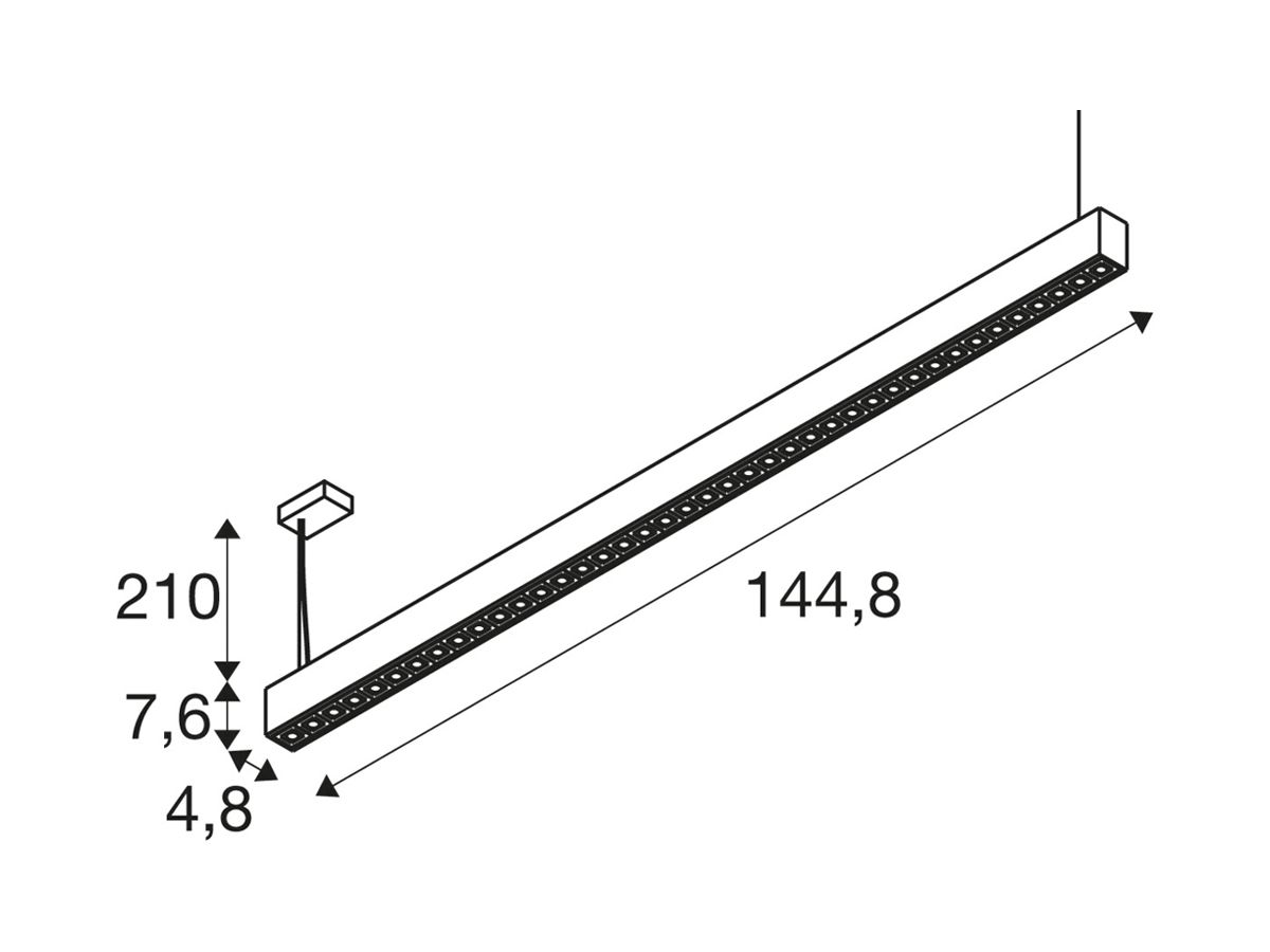 LED-Pendelleuchte SLV GLENOS PRO 70W 3850lm 4000K DALI 1448mm schwarz