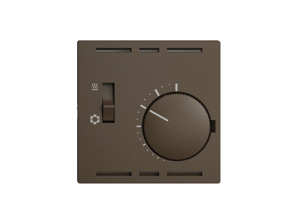 Abdeckset für Thermostat EDIZIOdue, mit Schalter Heizen/Kühlen, 60×60mm, coffee