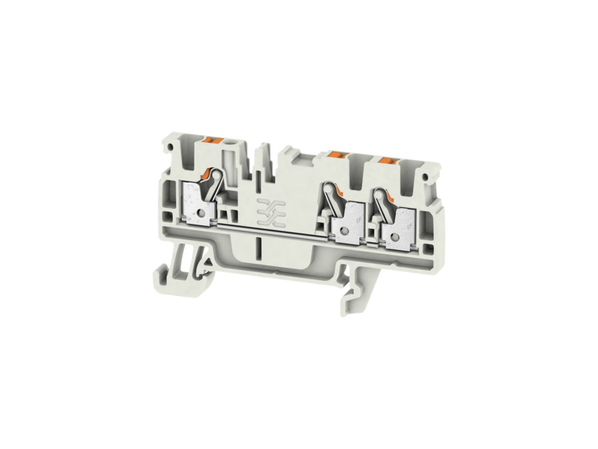 Durchgangs-Reihenklemme Weidmüller A3C PUSH IN 2.5mm² 3 Anschlüsse TS35 grau