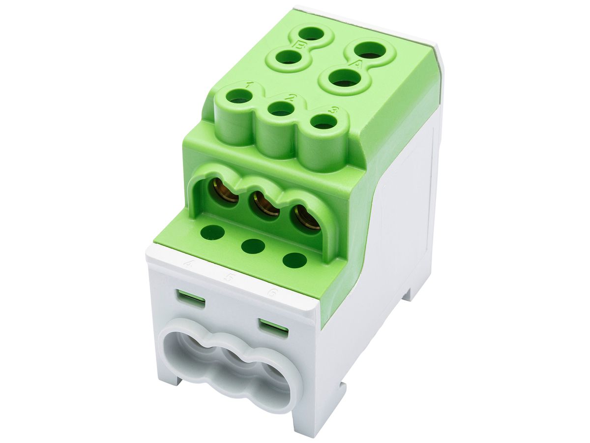 Verteilerblock Bals UBV TYP C 1P 200A 1×Eing 6×Ausg 1.5…35mm² 6…70mm² grün