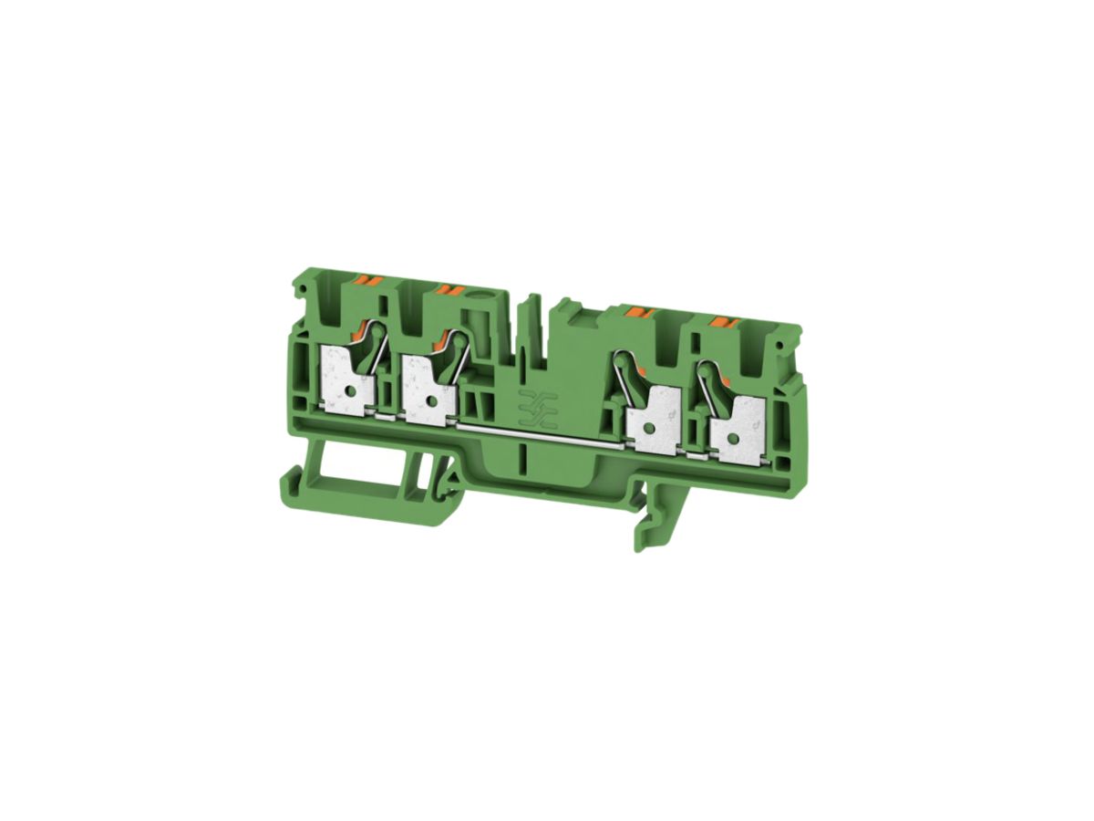 Durchgangs-Reihenklemme Weidmüller A4C PUSH IN 4mm² 4 Anschlüsse TS35 grün